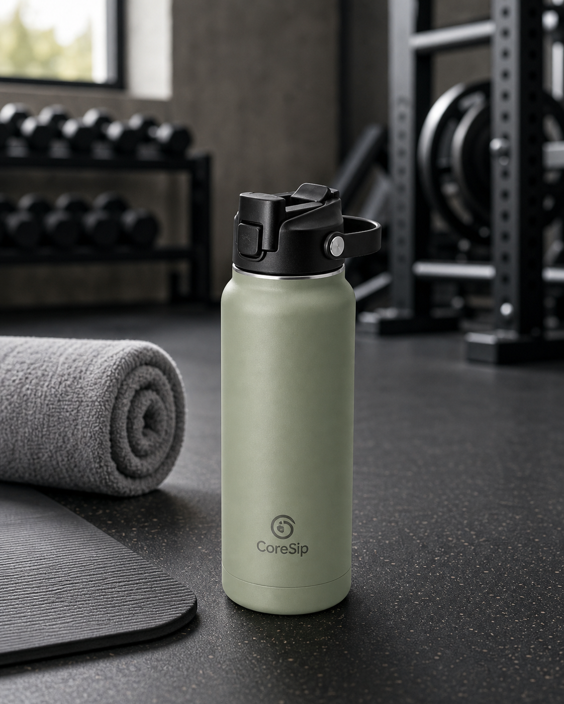 CoreSip Fitness Bottle generated gym lifestyle demo